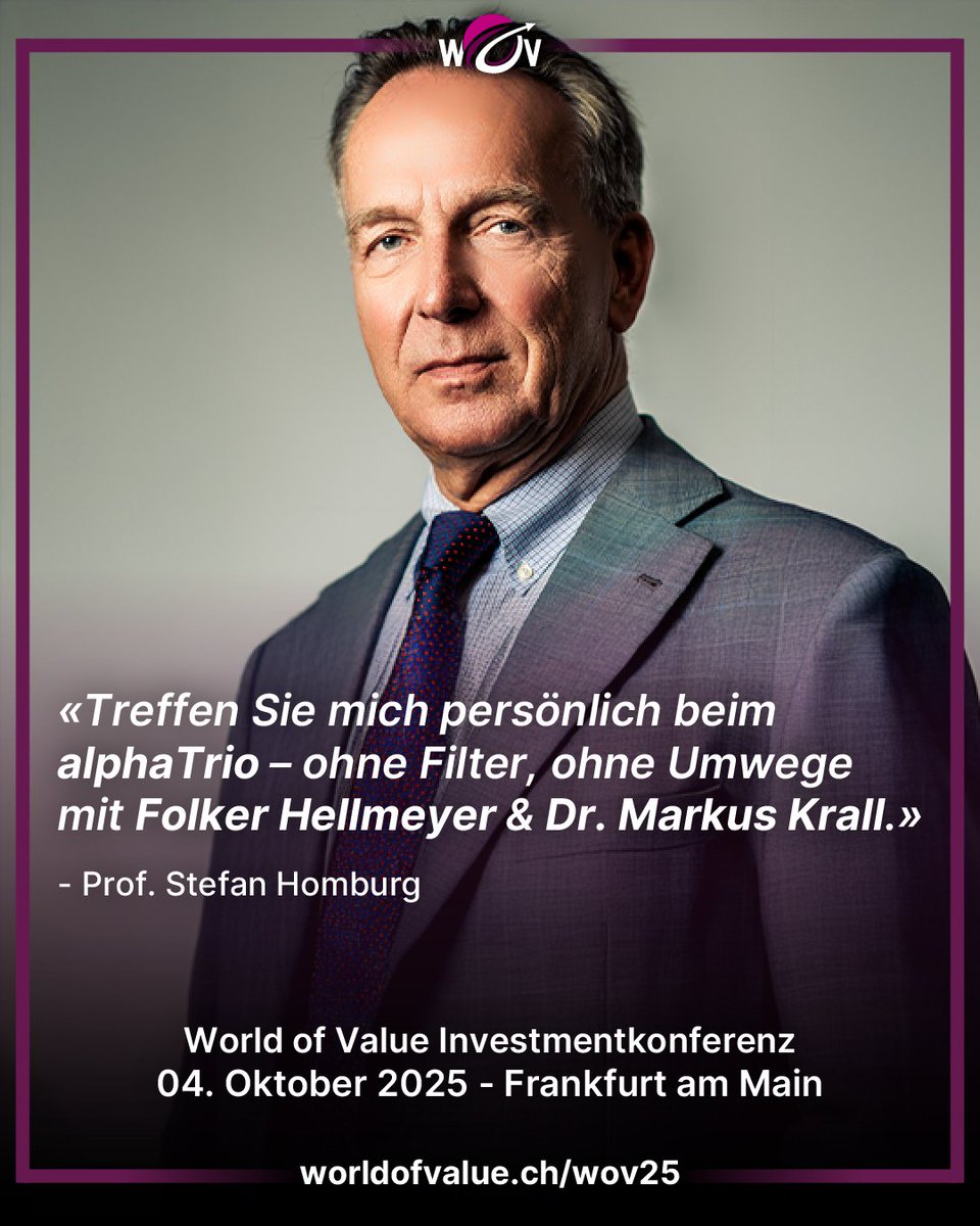 World of Value (@worldofvalue) on Twitter photo Live bei der #WOV25 in Frankfurt: <a href="/SHomburg/">Stefan Homburg</a>
Treffen Sie Prof. Stefan Homburg persönlich – zusammen mit Folker Hellmeyer & <a href="/Markus_Krall/">Dr. Markus Krall</a> im #alphaTrio.
👉 Mehr Infos: worldofvalue.ch/wov25?refId=4a…
#Investment #Finanzbildung Live bei der #WOV25 in Frankfurt: <a href="/SHomburg/">Stefan Homburg</a>
Treffen Sie Prof. Stefan Homburg persönlich – zusammen mit Folker Hellmeyer & <a href="/Markus_Krall/">Dr. Markus Krall</a> im #alphaTrio.
👉 Mehr Infos: worldofvalue.ch/wov25?refId=4a…
#Investment #Finanzbildung