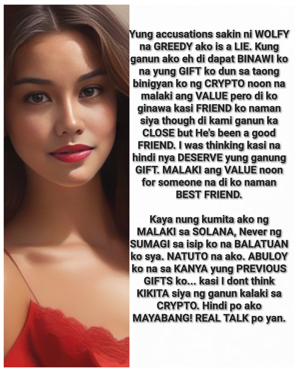 MCCarol1987's tweet photo. Hindi TAMA ang bawiin natin ang REGALONG  naibigay na. Kung nanghihinayang Tayo kasi malaki ang Value for someone na hindi naman DESERVING ay Isipin mo na ABULOY na lang yun.

But please, NEVER EVER treat that person again, kahit 6 digits ang KINITA MO SA SOLANA. #LESSONLearned https://t.co/GKGAwULSZS