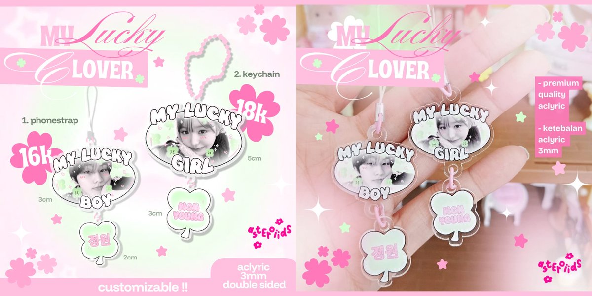 asteroiidsm's tweet photo. H-3 until po closes! 🍀

dikit lagiii po kita tutup geisss!! dont miss out on our lucky charms! ada banyak catalogue (svt, enha, tws, zb1, ive, aespa, ++) dan bisa custom!!!

get yours now!
https://t.co/jsPL6aRj1p https://t.co/v9AuhLnkgG