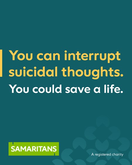 This #WorldSuicidePreventionDay, TSAB are sharing an important message from @Samaritans: If you think someone might be suicidal, take action, interrupt their thoughts and show them you care. 💚 To find out how, visit samaritans.org/WSPD