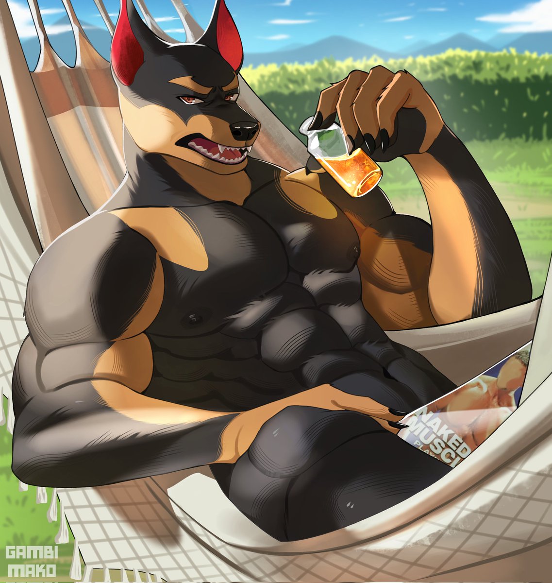 gambimako's tweet photo. Just let this doberman enjoy his day off https://t.co/0bTJMtnP35