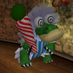 A Gatorbaby is a crocodile-like monster with swirly eyes that wears baby attire. It functions almost exactly like a Clubosaur outside of its visual appearance