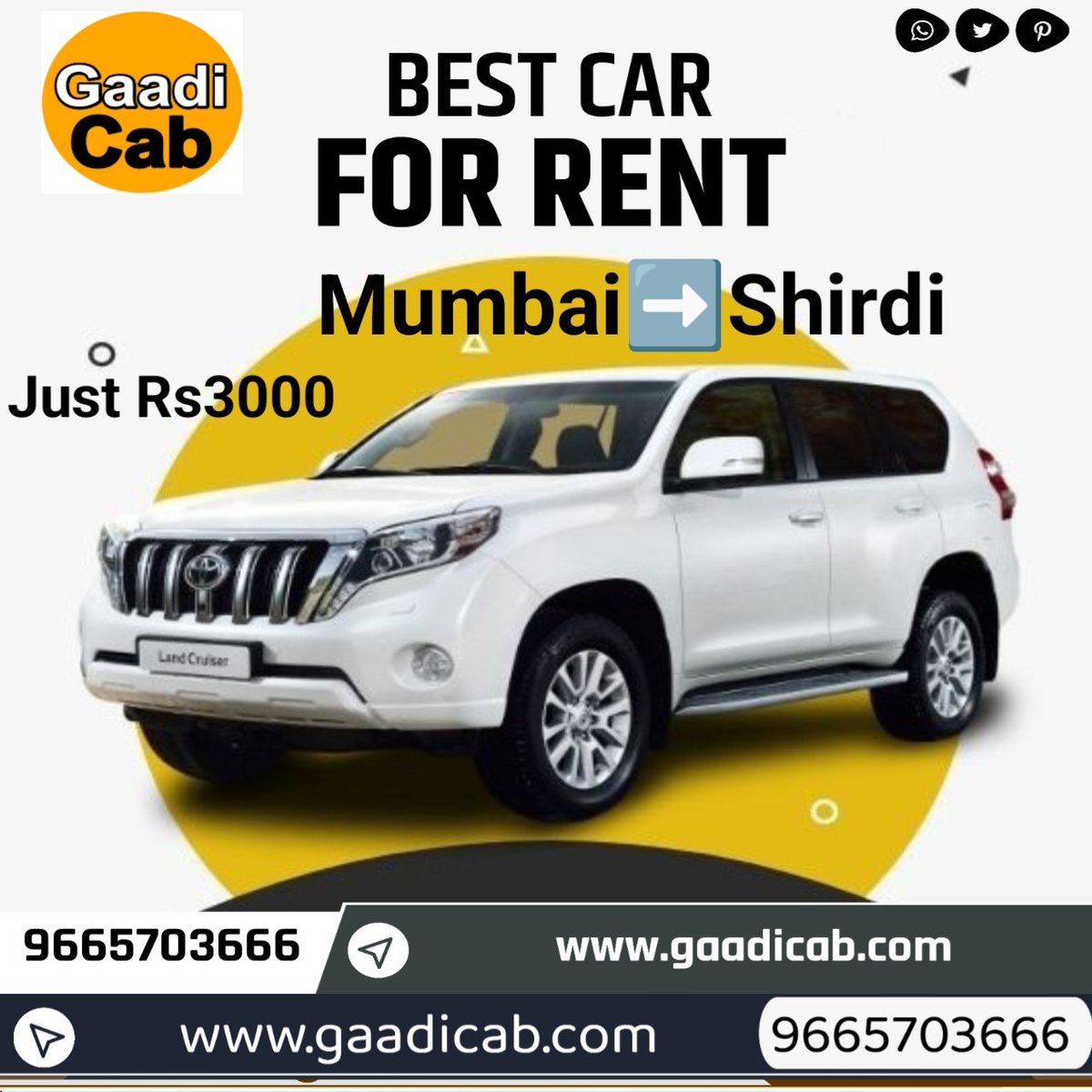 GaadiCab's tweet photo. https://t.co/BeZxGnP0B6
Gaadi Cabs is the smartest choice for an affordable Mumbai to shirdi taxi service. We have got a perfect combination of the variety of travel options with a variety of cabs
#mumbaitoshirdicab #mumbaitoshirditaxi #mumbai #shirdi #shirdicab #shirditaxi https://t.co/Fy5U8Favpk