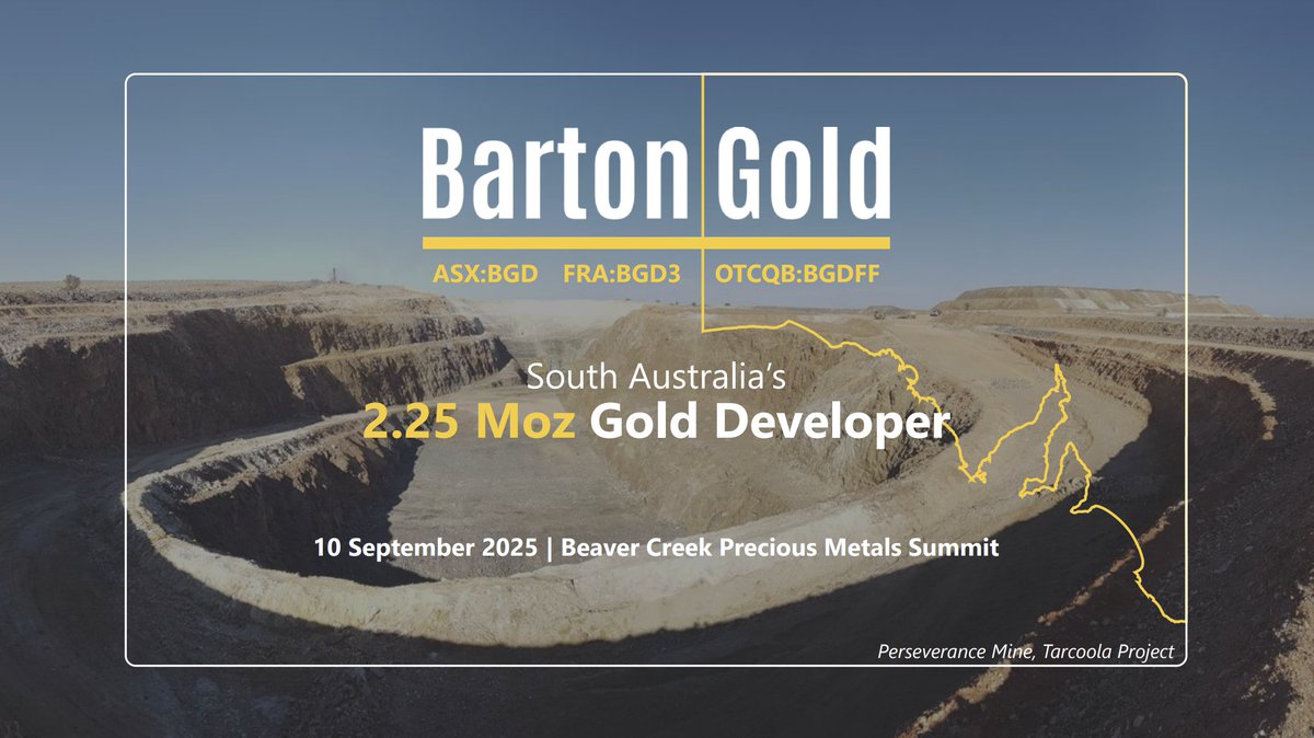 📢 Barton Gold (ASX:BGD): 𝐏𝐫𝐞𝐬𝐞𝐧𝐭𝐚𝐭𝐢𝐨𝐧 𝐭𝐨 𝐁𝐞𝐚𝐯𝐞𝐫 𝐂𝐫𝐞𝐞𝐤 𝐏𝐫𝐞𝐜𝐢𝐨𝐮𝐬 𝐌𝐞𝐭𝐚𝐥𝐬 𝐒𝐮𝐦𝐦𝐢𝐭
Read: lnkd.in/gtaKnZxp

#gold #silver #investment #SouthAustralia #mining #Australia #team #exploration #ASX: $BGD #OTCQB: $BGDFF #FRA: $BGD3 #news