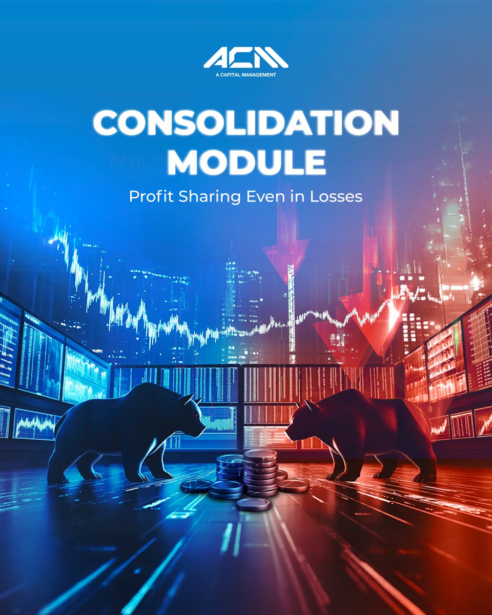 ACapManagement's tweet image. Consolidation Module
Profit Sharing Even in Losses
Most module only reward profits.
Ours shares value even during drawdowns.
💡 2%–3% weekly split based on net value — not just gains.
#ConsolidationModule #ForexReinvention #ACM