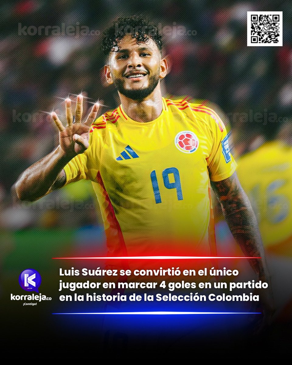 Korraleja's tweet photo. 🔵 El delantero #samario #LuisSuárez, de 27 años de edad, anotó 4 goles (#poker) en la victoria 3x6 de #Colombia frente a #Venezuela en #Maturín y se convirtió en el único jugador nacional en marcar cuatro goles en un mismo encuentro con la selección.
Además, desde hace 14 años un futbolista no marcaba 4 goles en un partido de Eliminatorias. El último fue justamente Luis Suárez, pero el uruguayo, quien lo hizo en 2011 contra Chile en Montevideo.
También se convirtió en el segundo jugador en toda la historia de las Eliminatorias por Sudamérica en marcar cuatro goles en calidad de visitante. El único registro lo tenía Romário, que marcó para Bresil esa cantidad en Maracaibo ante Venezuela en el 2000.
Asimismo, Suárez es el sexto futbolista que marca cuatro goles en un partido de Eliminatoria:
• Zico (Brasil) en 1977.
• Careca (Brasil) en 1989.
• Iván Zamorano (Chile) en 1997, cinco goles.
• Romário (Brasil) en 2000.
• Luis Suárez (Uruguay) en 2011.
• Luis Suárez (Colombia) en 2025.
