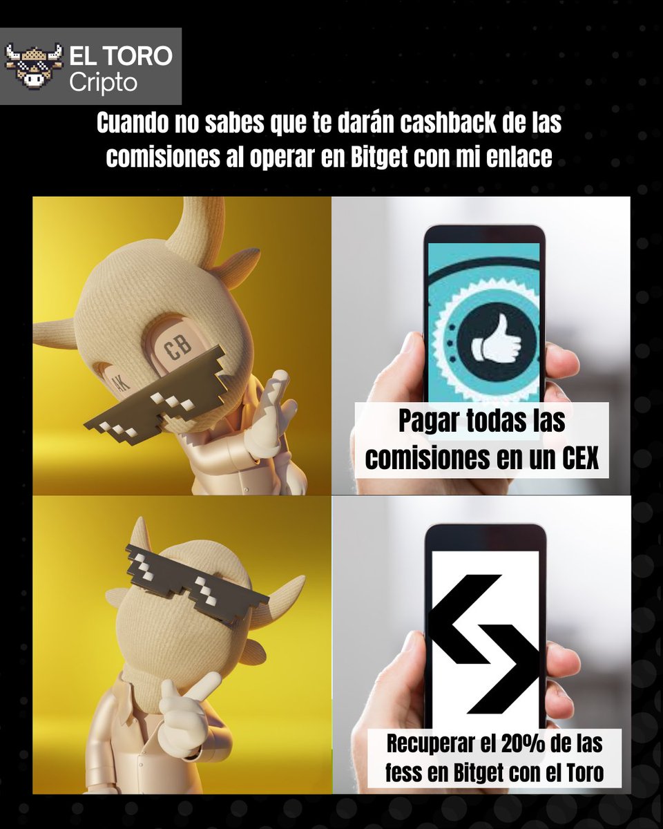 ElToroCripto's tweet image. 😂 Pagar todas las comisiones como un simple mortal ❌

😎 Recuperar el 20% de fees operando en Bitget con el Toro ✅

👉 Usa mi enlace y empieza a ganar ya.

partner.bitget.com/bg/ToroCripto

#ElToroCripto #Bitget #criptohumor #tradinglife #cashback #web3latam