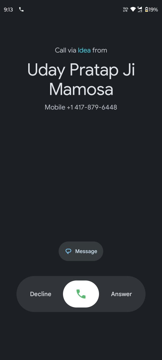 the2ndfloorguy's tweet image. I built a script that gives me a fake phone call to escape boring and awkward situations. I bought a virtual number from @twilio and saved it as one of my relatives.
Whenever I feel stuck, I just tap a button called “ESCAPE” on my phone. It sends a request to my remote server.…