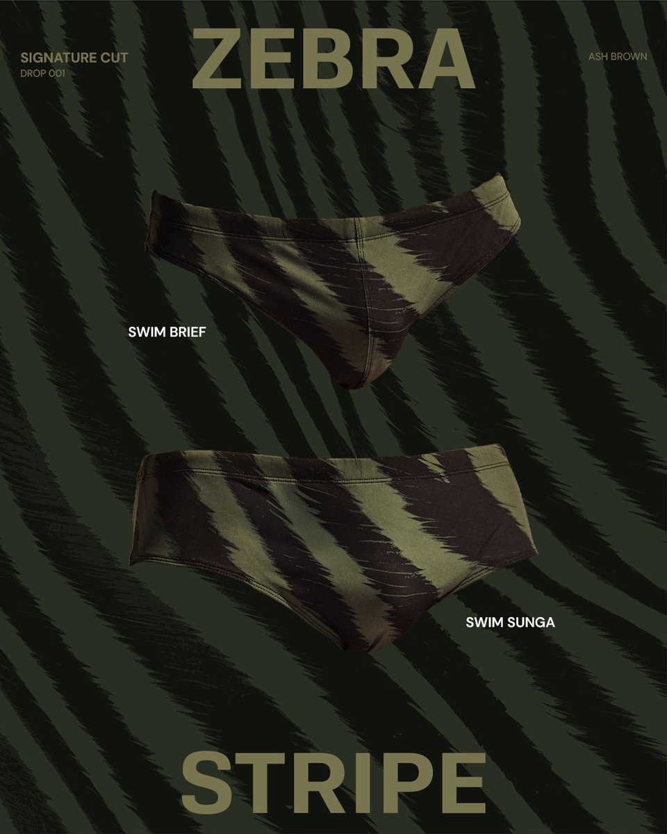 reputation_nyc's tweet image. ZEBRA STRIPE — DROP 001
Instinct in two tones.
Ash Brown over Tan. Ash Brown over Olive.
Two moods. Same cut. Same conviction.
Swim Brief + Swim Sunga now live.

#ReputationSwim #ZebraStripe #SignatureCut #Drop001 #SecondSkinSeason #SwimwearUnfiltered #PrintsWithPurpose