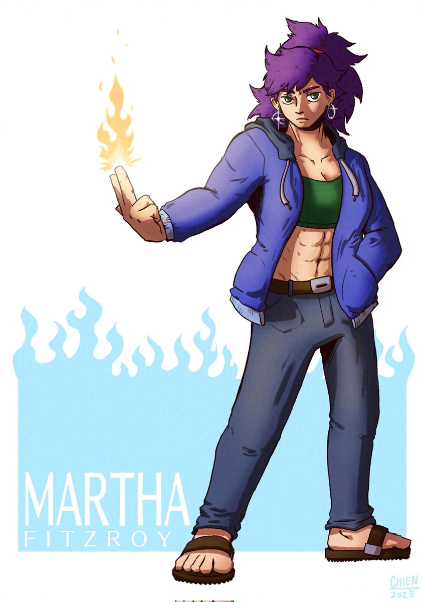 c0mm for my buddy <a href="/MaggoAttacko/">Mags</a> :3
Meet Martha, his oc who has a cool job, fire powers, and a banger of a design 🔥💖

#commission #artcommissions #muscle #fire #webcomic #othersoc