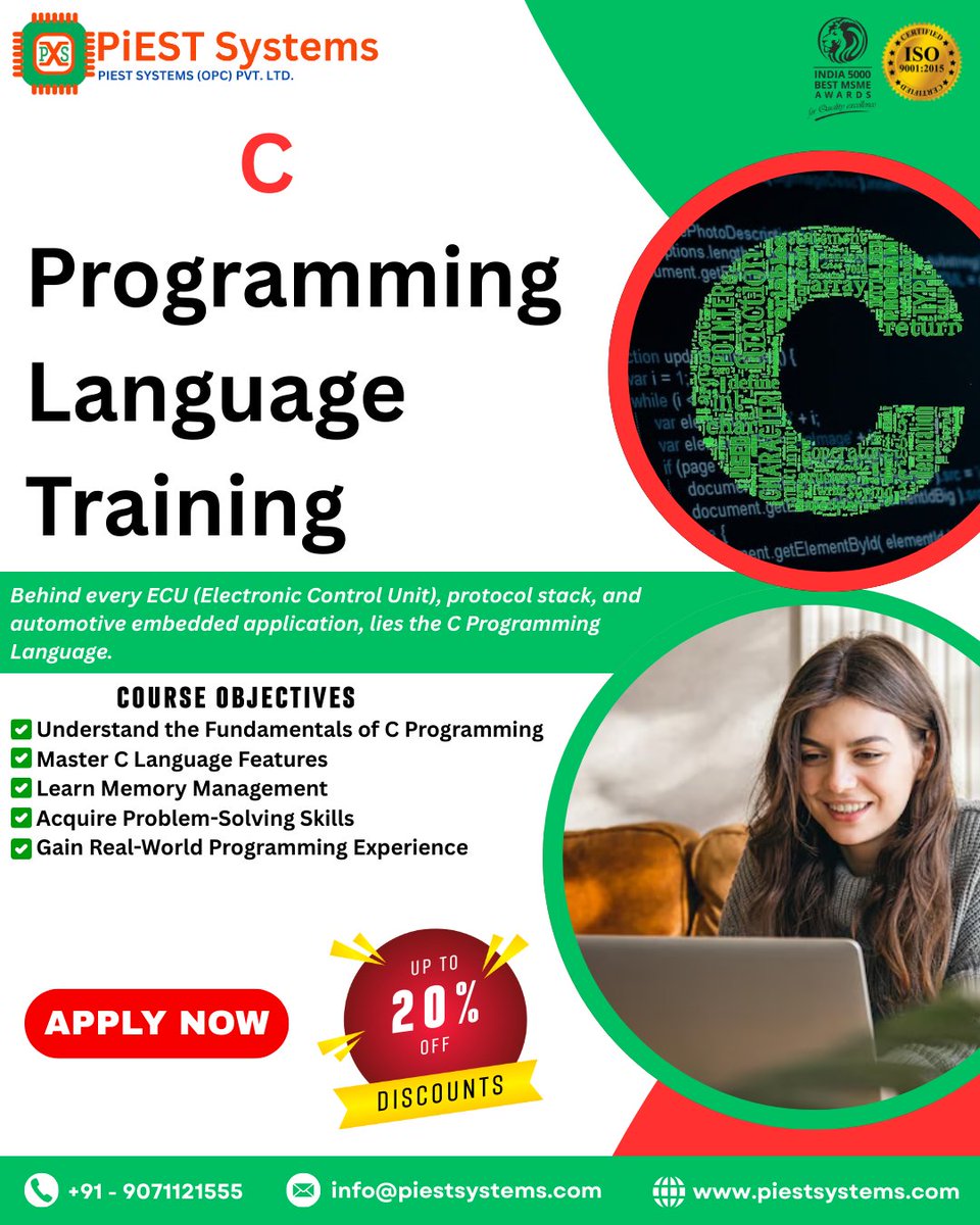 piestsystems's tweet image. Master C Programming Language
📞 Call Now: +91-9071121555
👉 For WhatsApp - wa.me/9071121555
🌐 Visit: piestsystems.com/c-programming-…
📧 Mail: info@piestsystems.com
#CProgramming #EmbeddedC #AutomotiveEmbedded #ECUProgramming #CANProtocol