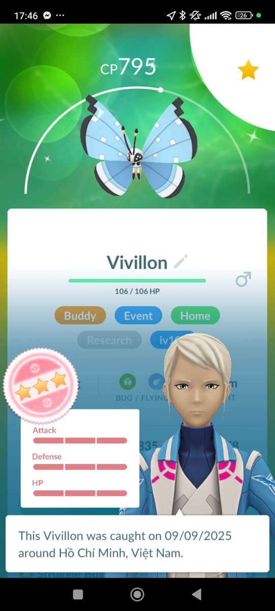 bino90psy's tweet image. Shundo Vivilion with Tundra pattern. Such a best luck for me! Caught by Great Ball. 😄😄
#PokemonGO #90psy #Vivilion #Shiny #Shundo #Scatterbug #Tundra