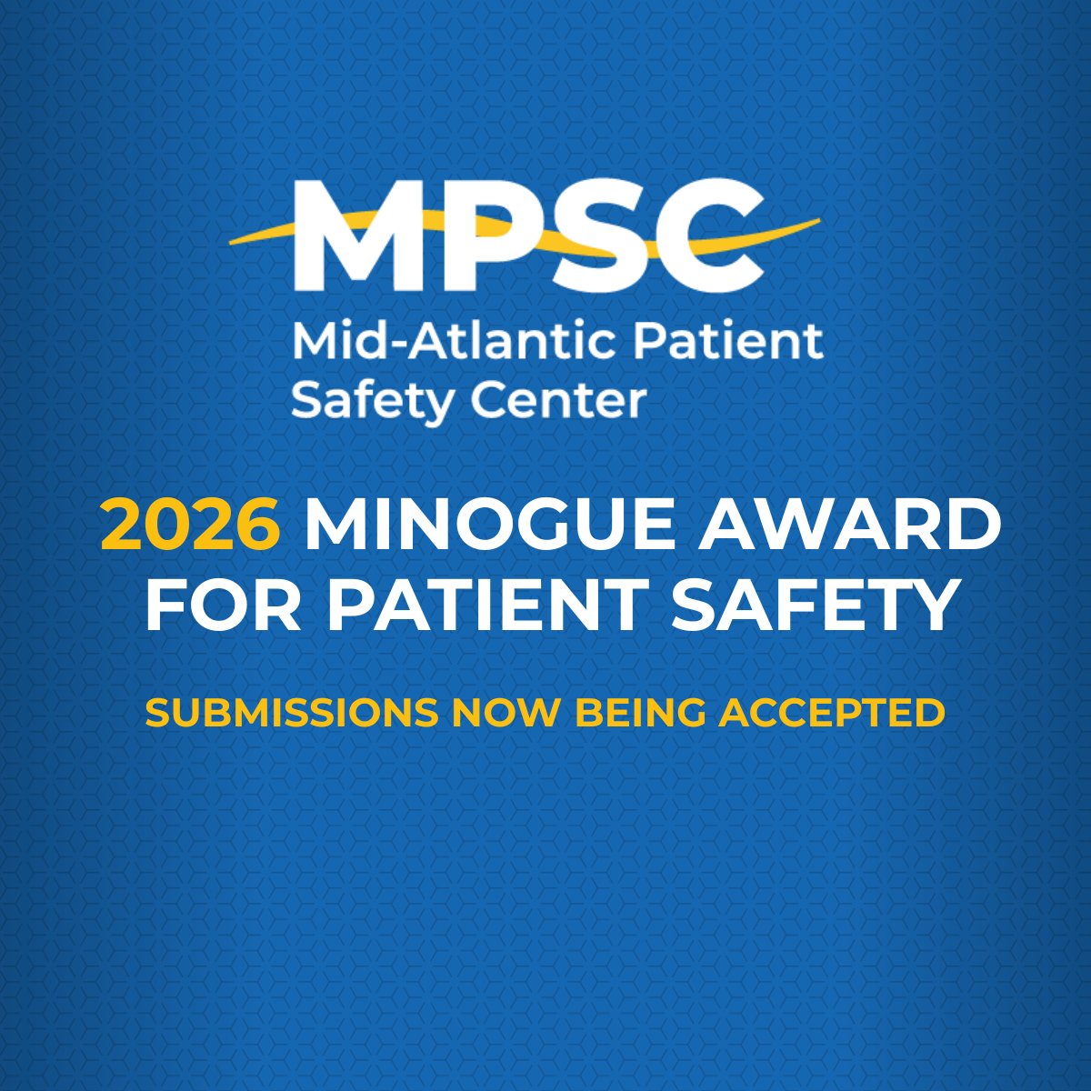 MidAtlSafety's tweet photo. True safety isn’t about working harder.
It’s about designing smarter.

The 2026 #MinogueAward seeks system-level solutions that hardwire safety plus equity into care.

Deadline Nov 14 → https://t.co/rJnEDVc9fh https://t.co/MQtiiOmKl7