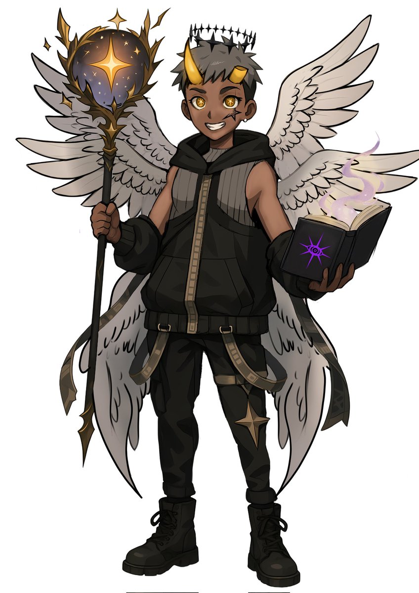 TheJDzero's tweet image. Bonus OC art of  Lloyd The Midnight Stars in Demon Mode and Angel Mode made and commission by Agustin C. on Fiverr.com