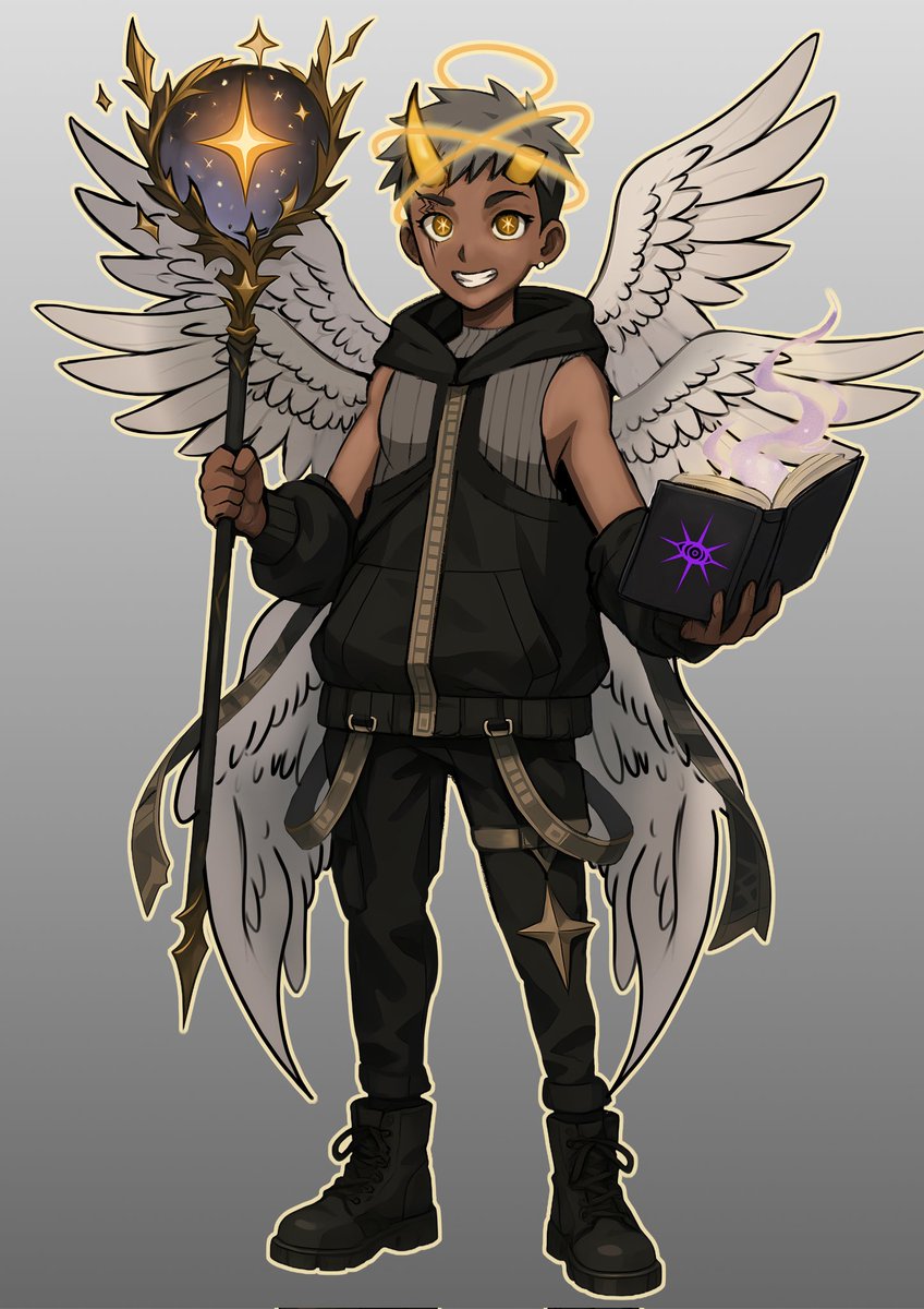 TheJDzero's tweet image. Bonus OC art of  Lloyd The Midnight Stars in Demon Mode and Angel Mode made and commission by Agustin C. on Fiverr.com