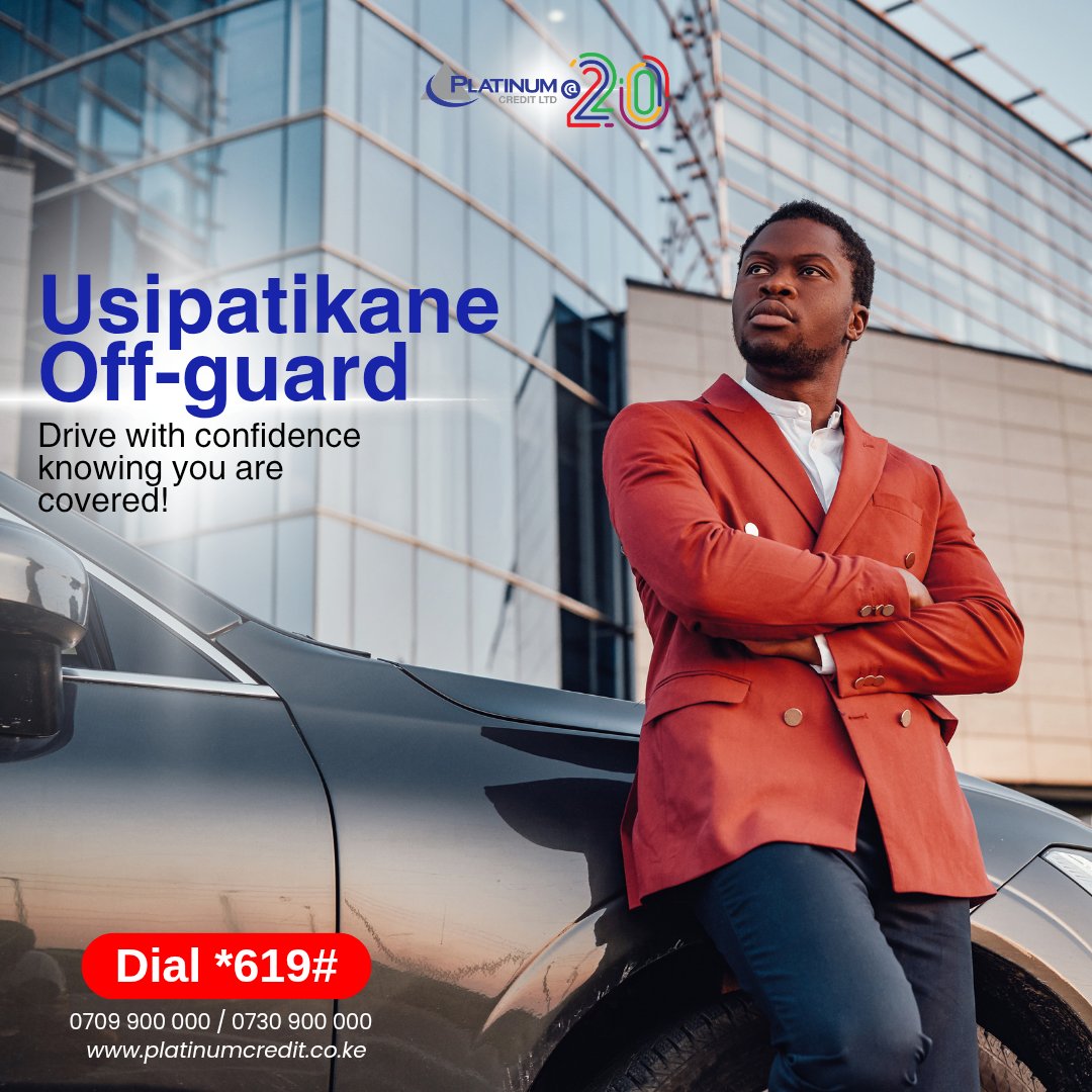 PlatinumCKenya's tweet image. Usirisk na process only takes a few minutes!
Get Insurance Premium Financing and safeguard your car today! Dial *619#, call 0709 900 000 / 0730 900 000, or visit platinumcredit.co.ke/insurance-prem…

#WezeshaNaPlatinum #InsurancePremiumFinancing