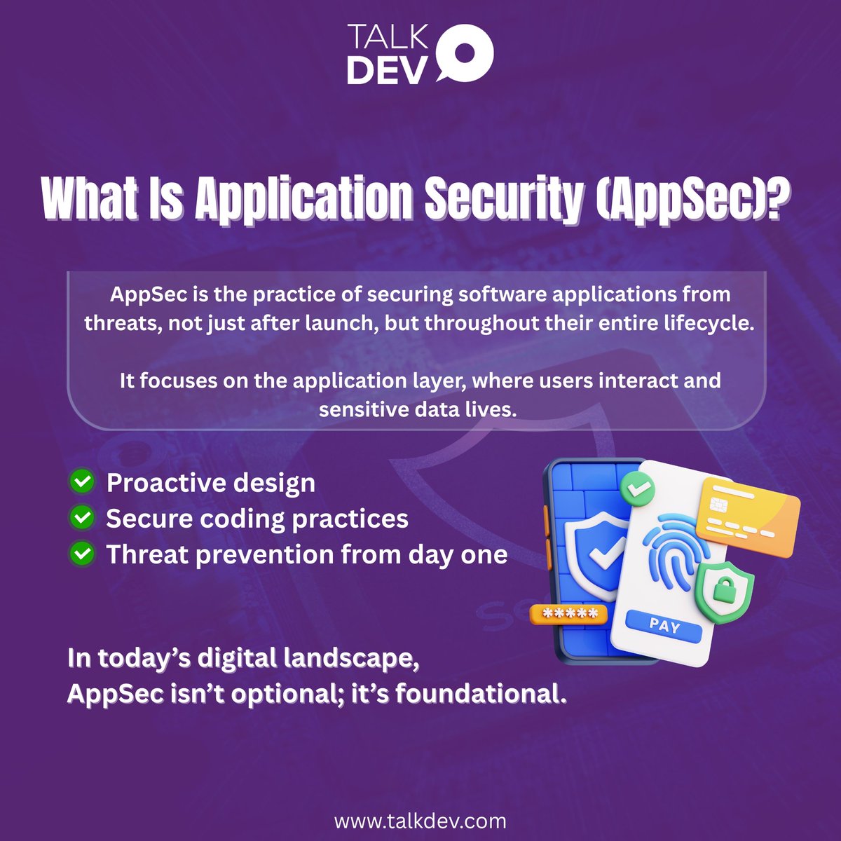 AppSec isn’t optional, it’s foundational.

Every login, API call, or form is a potential threat vector. Build security in from day one, not after the breach.

Learn the basics: talkdev.com/learning-cente…

#AppSec #CyberSecurity #DevSecOps #SecureSoftware #TalkFintech