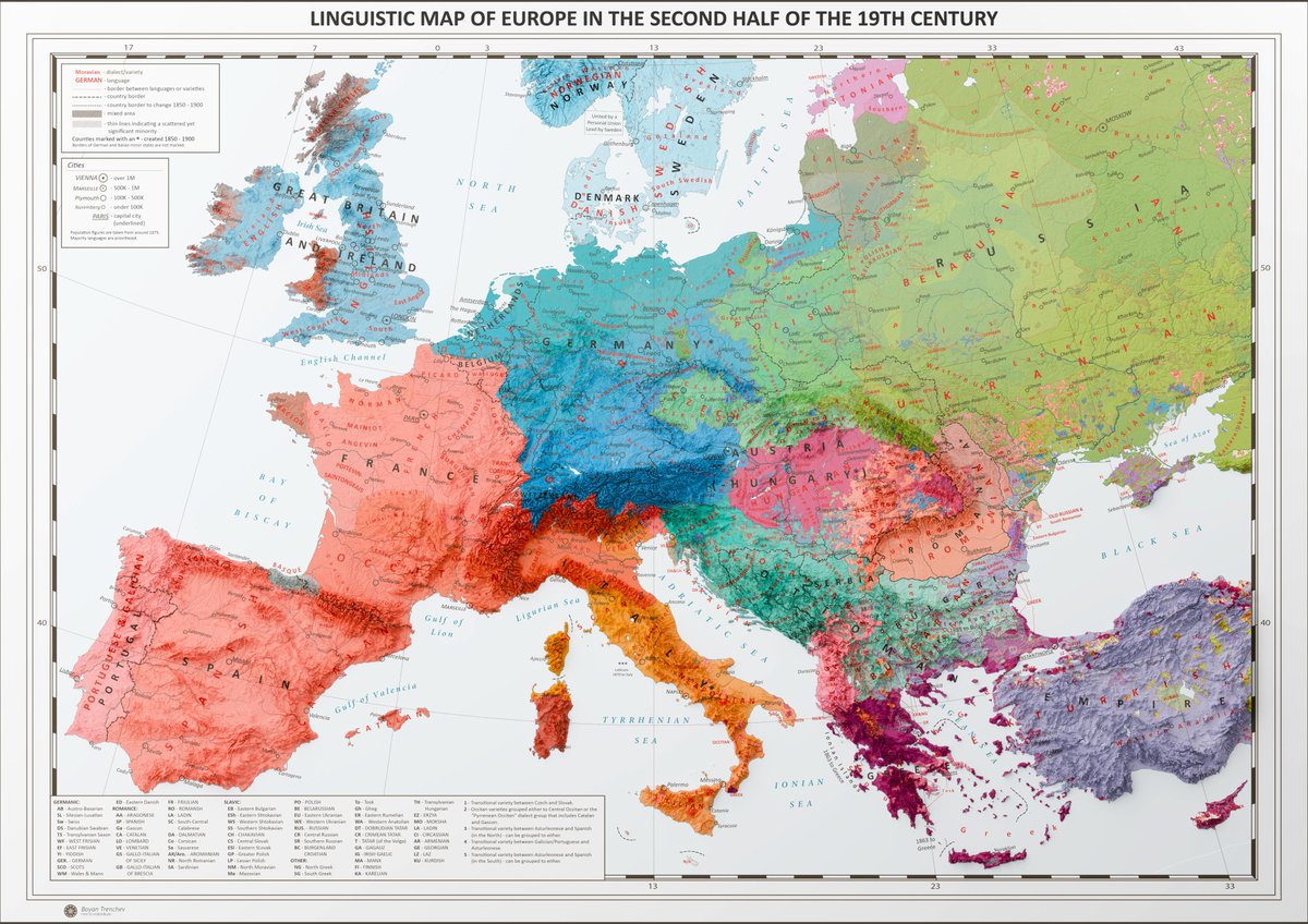 Linguistic Map of Europe in 1850 to 1900