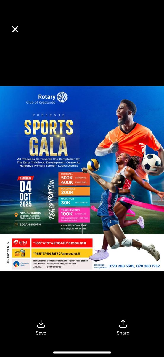 Game on! 
Football• Volleyball • Marathon • Track Events 
📍 NEC Grounds Bugolobi | 🗓 4 Oct 2025
Let’s play for a cause – building an Early Childhood Centre in Luuka District! 🙌