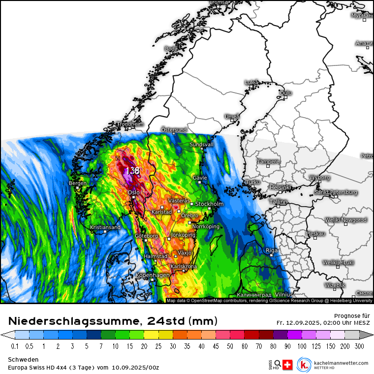 Kachelmannwettr's tweet image. Morgen sind dann u.a. #Schweden und #Norwegen sehr nass inklusive Stockholm und Oslo:

Regen 24-std. Extremwetterindex: kachelmannwetter.com/de/modellkarte…

SwissHD 4x4: kachelmannwetter.com/de/modellkarte…, andere Modelle über Buttons vergleichen /FA

#Unwetter