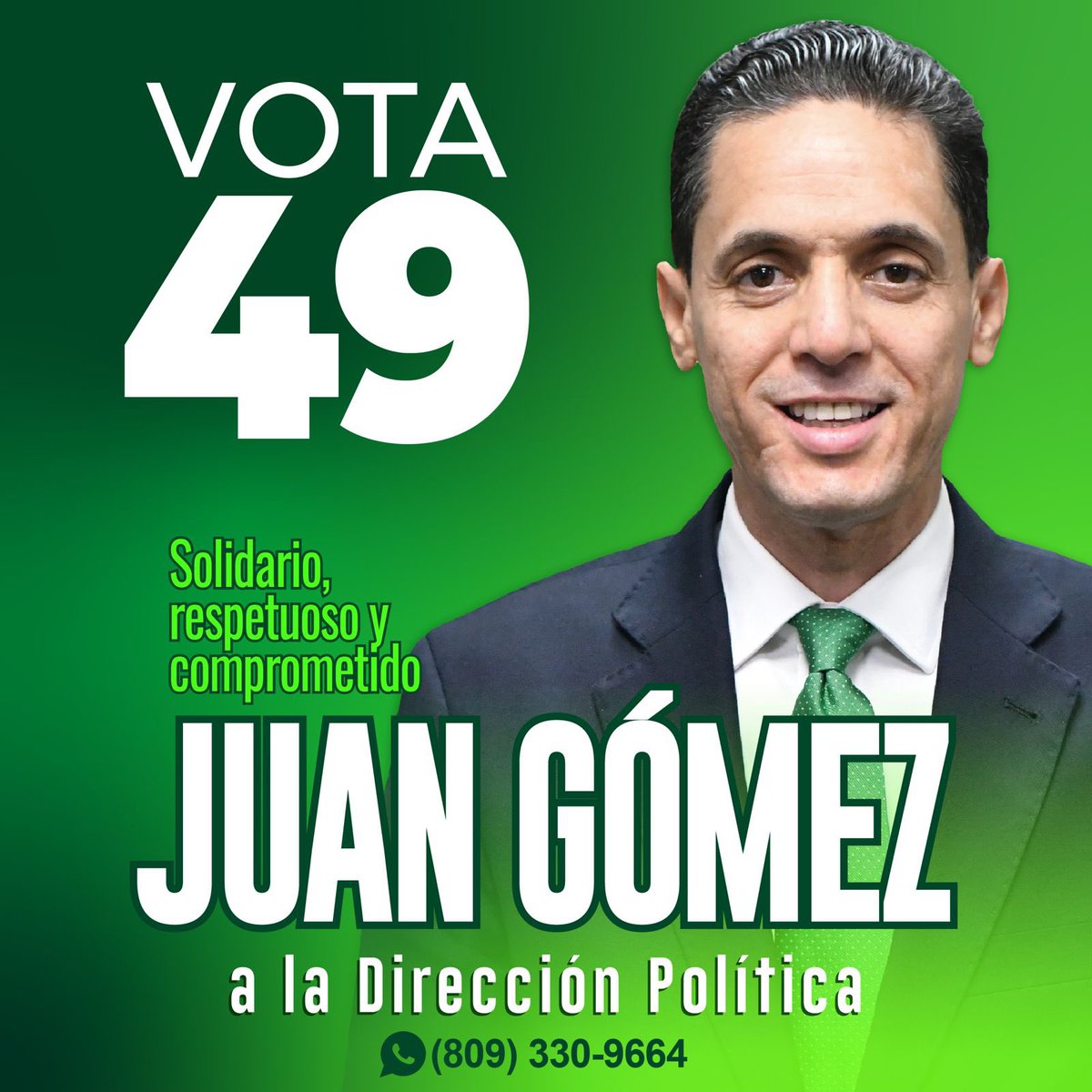 📢 Juan Gómez (#49)

⭐ El #49 representa experiencia y compromiso.
Apoyo al Ing. Juan Gómez en su aspiración a la Dirección Política de la <a href="/FPcomunica/">@Fuerza del Pueblo (FP)</a>. 💚
#CongresoFP #FPUnida