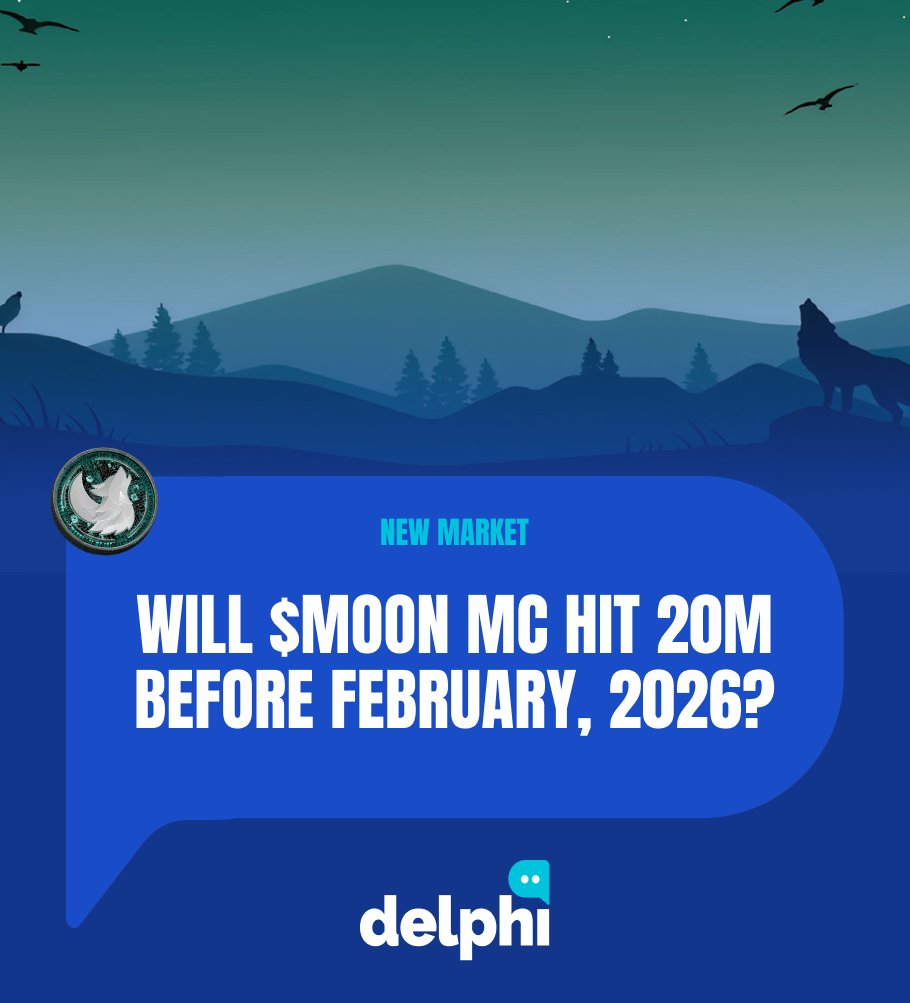 delphitrade's tweet photo. AWOOO! The howl got louder. 🐺🌕

New market just dropped on Delphi:
✨ Will $Moon MC hit 20M before February, 2026?

Which side are you on, Wolfpack? 👀

👉 https://t.co/axlIyLqmlZ

#Cronos #PredictionMarket #Delphi #CroFam https://t.co/if5RrPj4Gp
