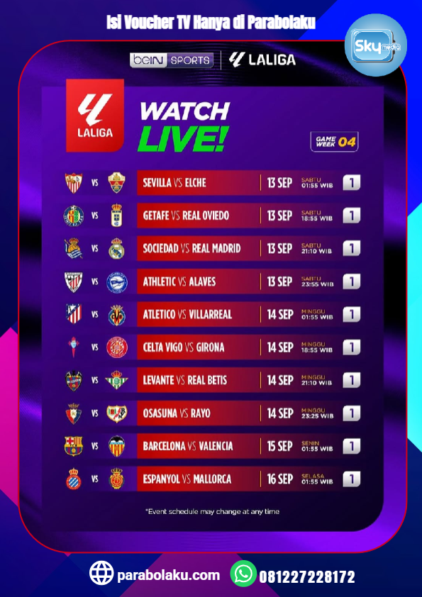 parabolaku's tweet image. Nonton LALIGA makin seru di KVision! Gaskeun, guys! 😉⚽ #LALIGA #kvision 
Segera isi vouchernya di Kami, Info &amp;amp; order di :
👉 KLIK Whatsapp bit.ly/Parabolaku1 atau081.227.228.172
👉 Kunjungi kami di parabolaku.com