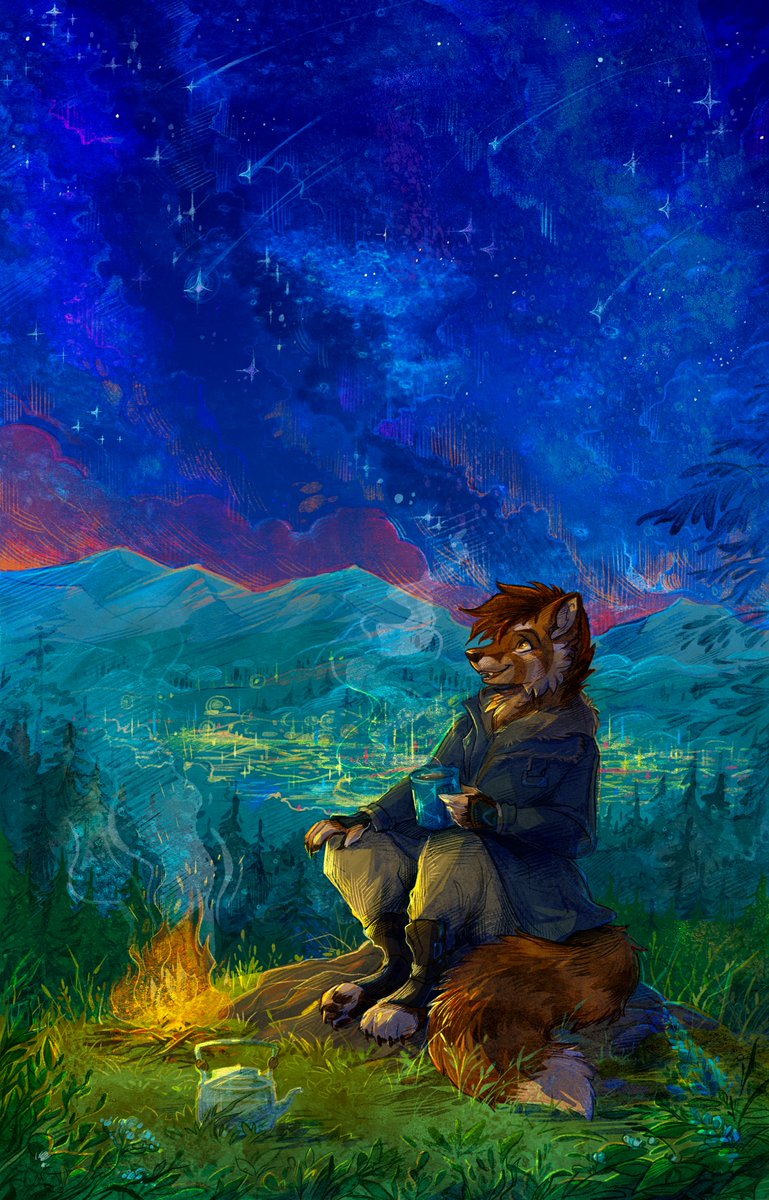 ItsRepaki's tweet photo. A YCH piece titled "Shooting Stars" done by @Taski_Guru!

Absolutely stunning piece! https://t.co/3n9KM1Ts7Y
