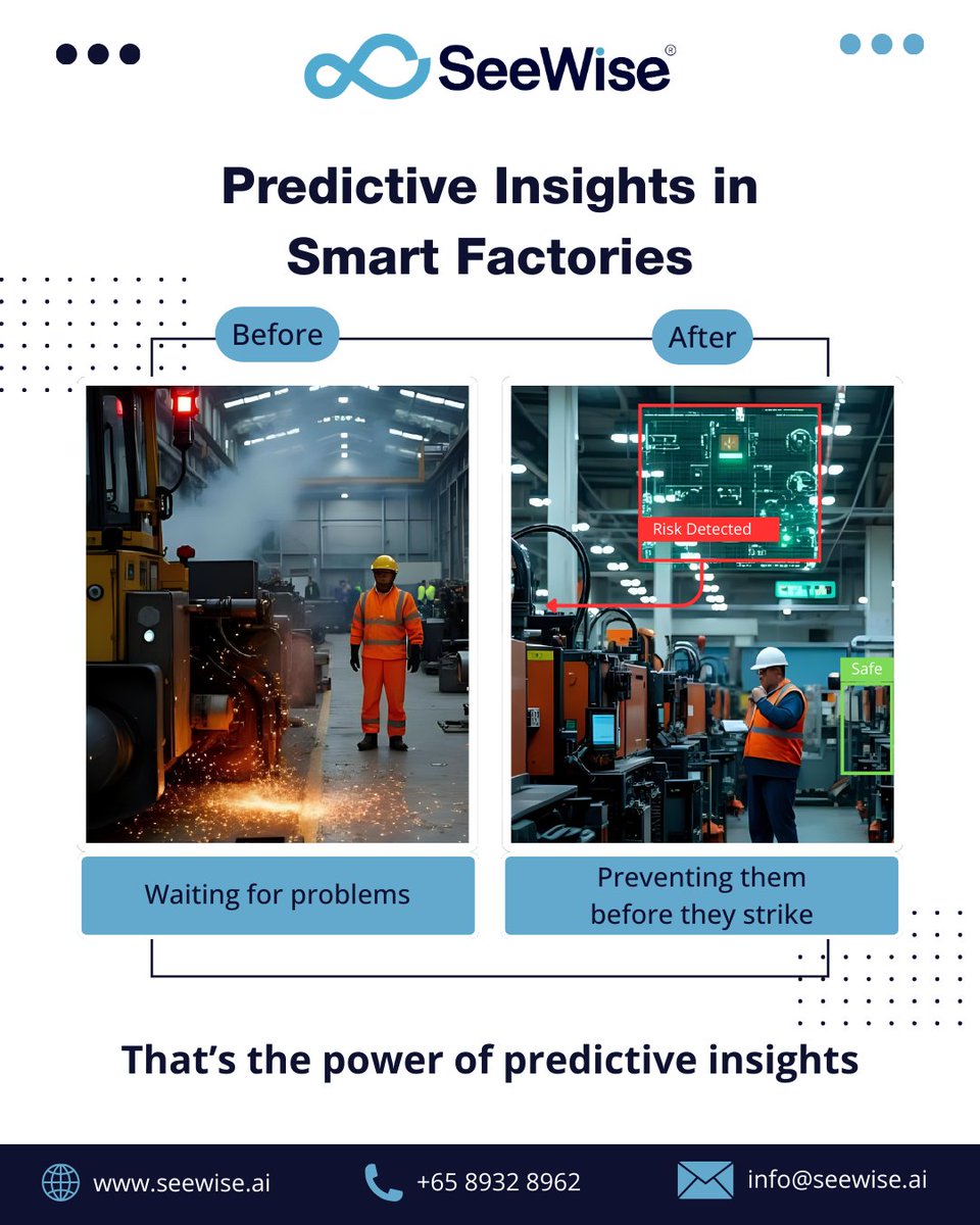 SeeWiseAI's tweet image. #WednesdayWisdom
Back then: breakdowns, risks & downtime.
Now: predictive insights = foresight, safety & smooth ops.
Manufacturing isn’t just efficient - it’s resilient.
#SmartManufacturing #PredictiveInsights #PredictiveAnalytics #Industry4_0 #FutureOfWork