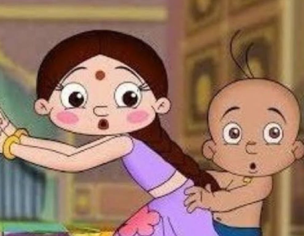 Guys let me ruin your childhood 👶🏻

Doraemon :              Chota Bheem :