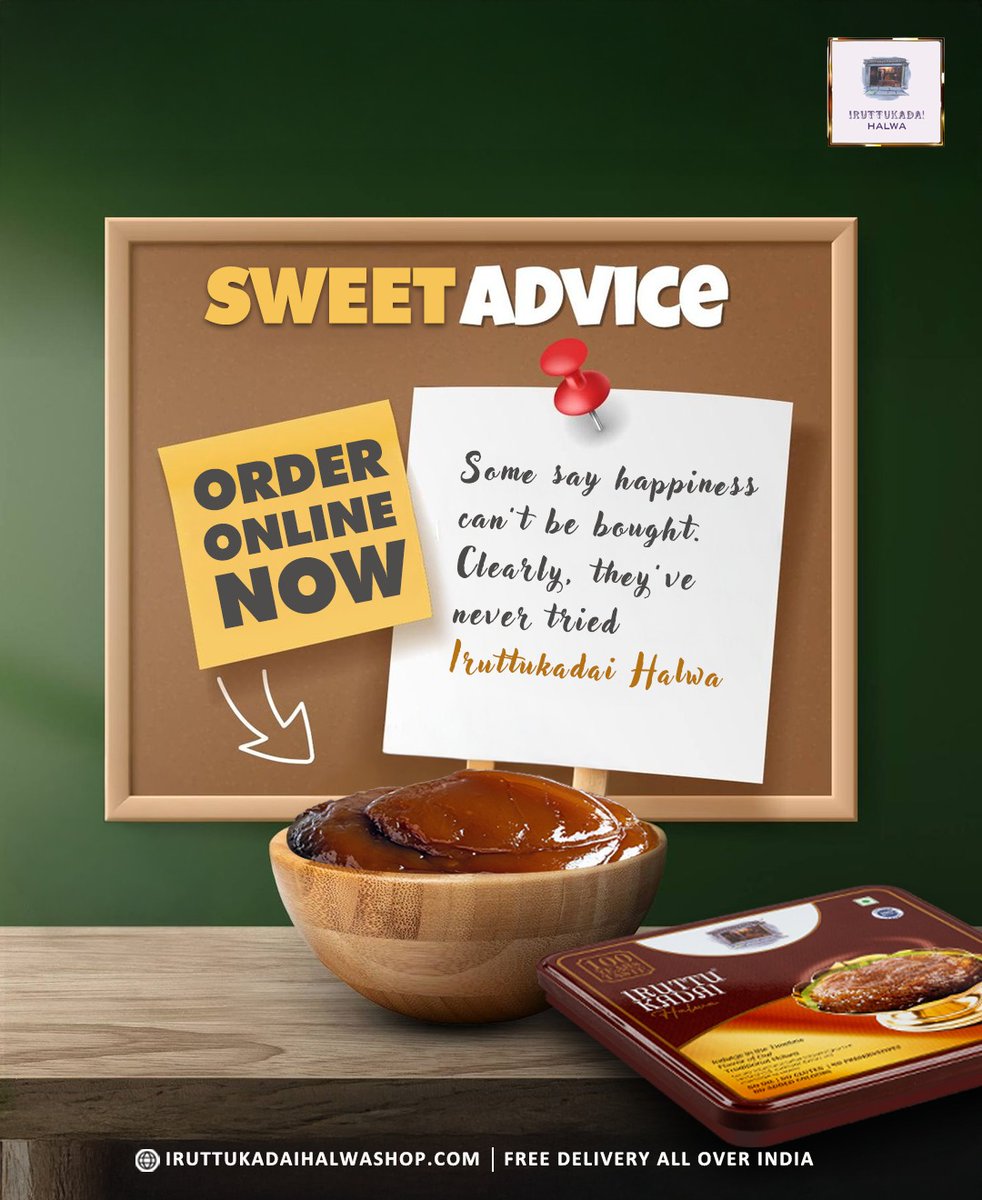 Iruttukadaialwa's tweet photo. Some say happiness can’t be bought… Clearly, they’ve never tasted Iruttukadai Halwa 😋😍
Order online & enjoy FREE delivery across India! 🚚
👉 https://t.co/8qU0vYaASR
#IruttukadaiHalwa #SweetCravings #FoodieHeaven #IndianSweets #Diwalisweets #HalwaLove #Tirunelveli https://t.co/sjLveBy3Tm