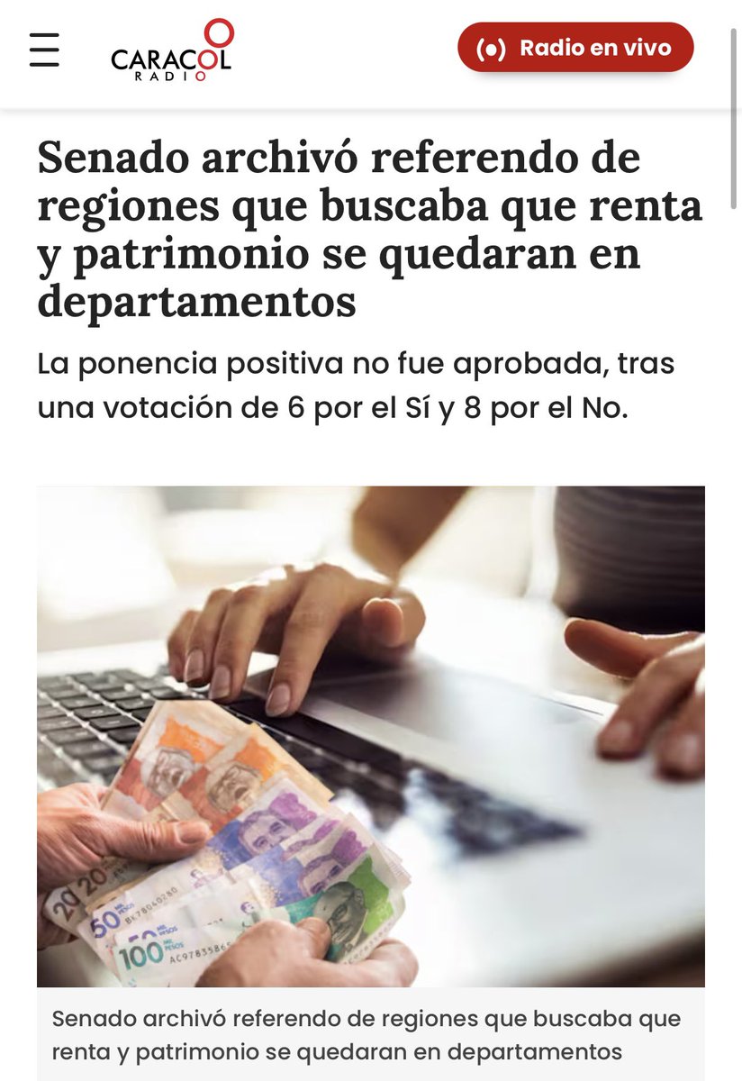 Senado archivó referendo de regiones que buscaba que renta y patrimonio se quedaran en departamentos

caracol.com.co/2025/09/09/sen…