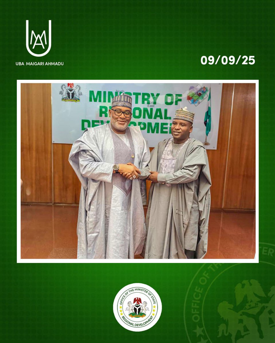 The Honourable Minister of State for Regional Development, HE Uba Maigari Ahmadu, today received a courtesy visit from the political group “Forward with Bola Ahmed Tinubu” at his office in Abuja, 9th September 2025.