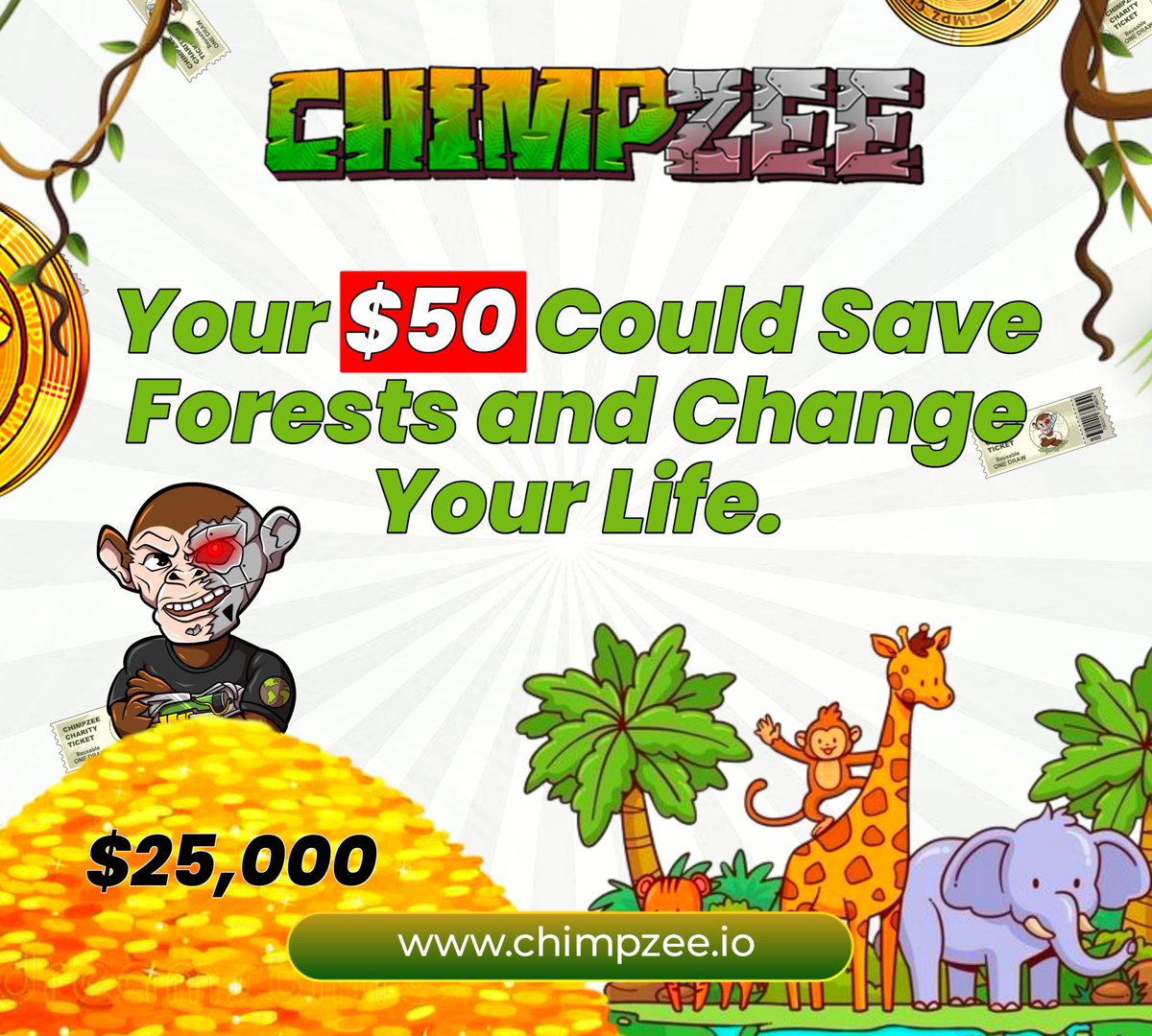 officialchimpz's tweet photo. 🌍 What if your next ticket didn’t just change your life—but saved lives?

This isn’t ordinary. One ticket plants trees, guards endangered animals, and breathes oxygen into tomorrow. You’re not just chasing fortune; you’re funding a future.

💸 Yes, $25,000 could be yours. But even before the draw, you’ve already won—because your choice keeps elephants fed, forests alive, and hope alive for generations.

Why stand aside when your ticket can carry both luck and legacy?

👉 Don’t wait—purchase your ticket before someone else takes your place:
https://t.co/HRyFQnCbby