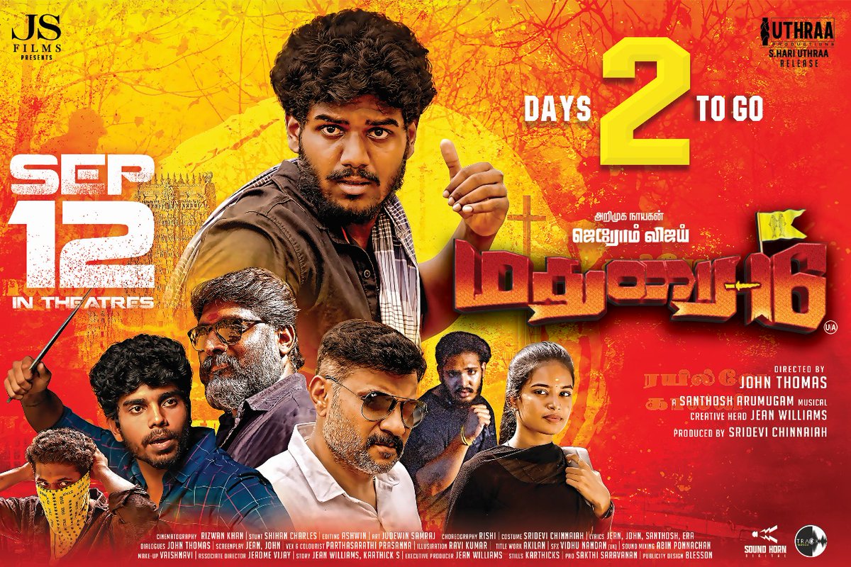 Cinema Talks (@cinematalks_) on Twitter photo 2 Days To Go - gripping action Commercial Drama #Madurai16
#மதுரை16 Releasing on Sept 12 🌟
<a href="/John180792/">John Thomas</a> <a href="/JeromeVijay1/">Jerome Vijay</a>
<a href="/KhanMohamed2/">Rizwan Khan</a> 2 Days To Go - gripping action Commercial Drama #Madurai16
#மதுரை16 Releasing on Sept 12 🌟
<a href="/John180792/">John Thomas</a> <a href="/JeromeVijay1/">Jerome Vijay</a>
<a href="/KhanMohamed2/">Rizwan Khan</a>