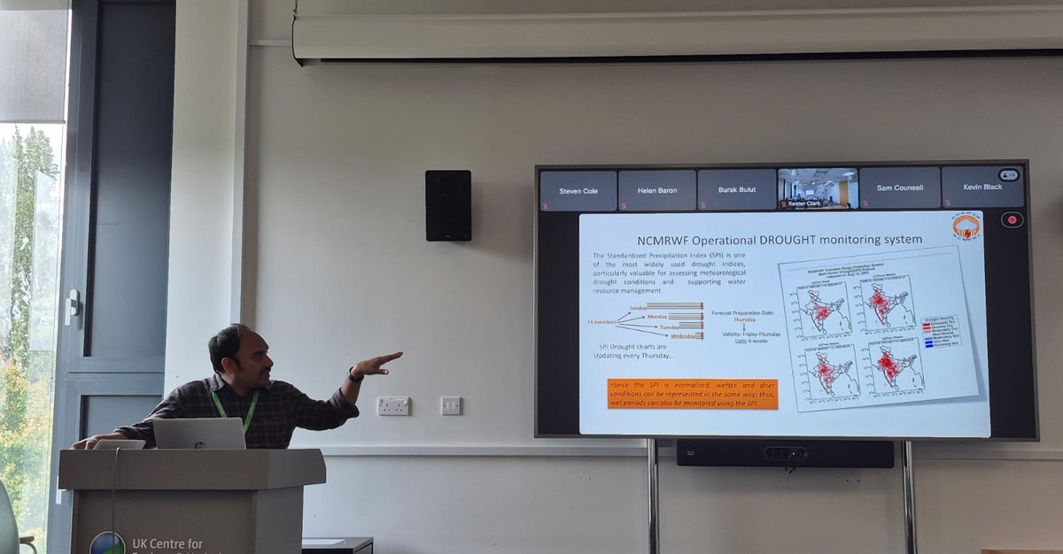 (2/2) During his University of Reading visit under WCSSP-India, Dr. Kondapalli Niranjan Kumar, Scientist, NCMRWF, delivered a seminar at the UK Centre for Ecology &amp; Hydrology on "Recent Developments in Flood &amp; Drought Prediction using the Seamless Modelling System at NCMRWF".