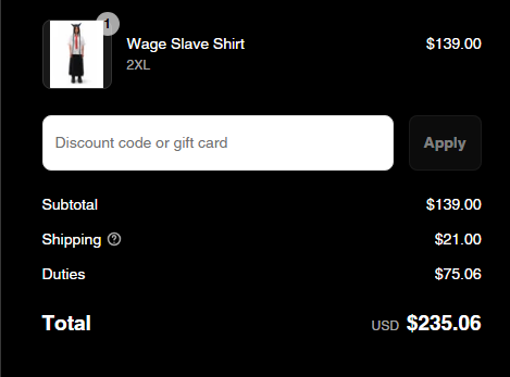 Went from Buy to Bust in 3 seconds. Big sad.

$160 is doable but $235 is outta my range. Duties hurt...

<a href="/DropDeadUK/">Drop Dead</a> 😭