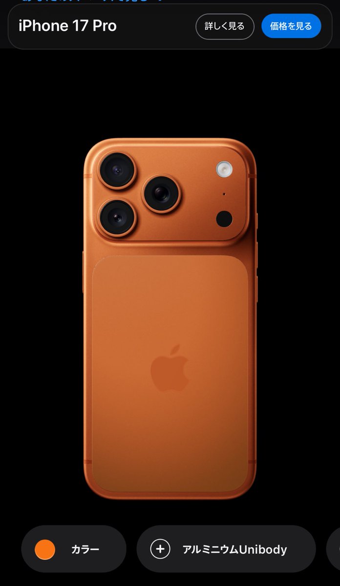 白iPhone17Proはレンズ向けられたときの威圧感それなりだけどオレンジカラーは和らぐよね多分
ただ、パナのD-snapを彷彿とさせるのがなんか嫌