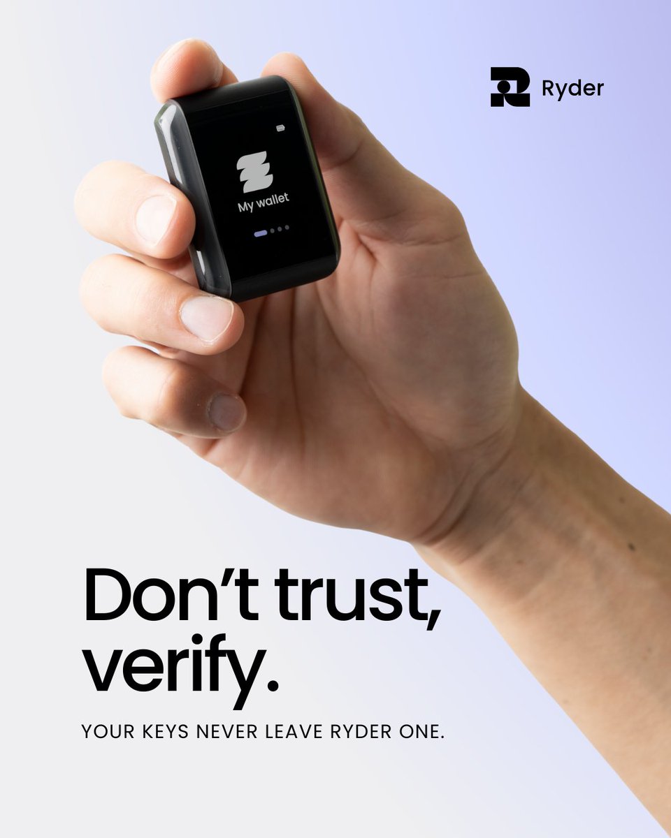 Your Ryder One is safe 🔐

The recent npm supply-chain attack is another reminder: software wallets are vulnerable.

With Ryder:
• You verify transactions on your Ryder One display
• Your keys never leave the device

Get a hardware wallet. Get a Ryder One.