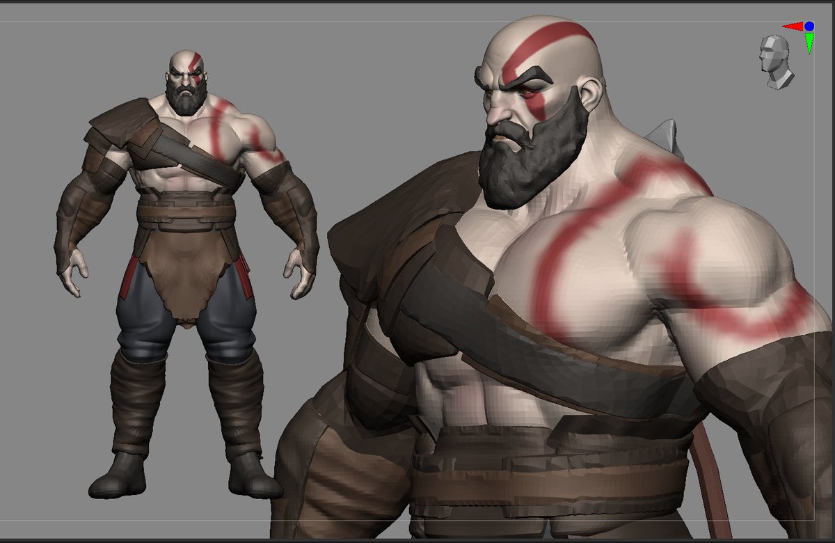xai8888's tweet image. Just started my next piece blocking out &quot;Kratos&quot; 👊🔥
#ZBrush #3DArt #stylized  #GameDev #Kratos