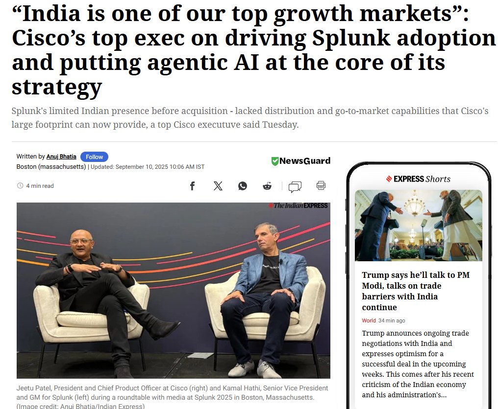 TheRookieCoder_'s tweet image. Cisco says 🇮🇳 is a top growth market for Splunk, with AI, cybersecurity &amp;amp; connectivity at the core. 

With Cisco’s strong India footprint, expect more tools to secure &amp;amp; power our digital future 🔥💻

#DigitalIndia #AI