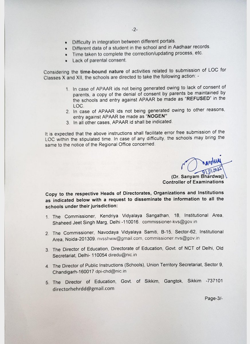 cbseindia29's tweet photo. Latest at #CBSE

Partial Relaxation in Mandatory Submission of APAAR ID Linked to LOC Data for Session 2025-2026 https://t.co/4VLmsRCZqk