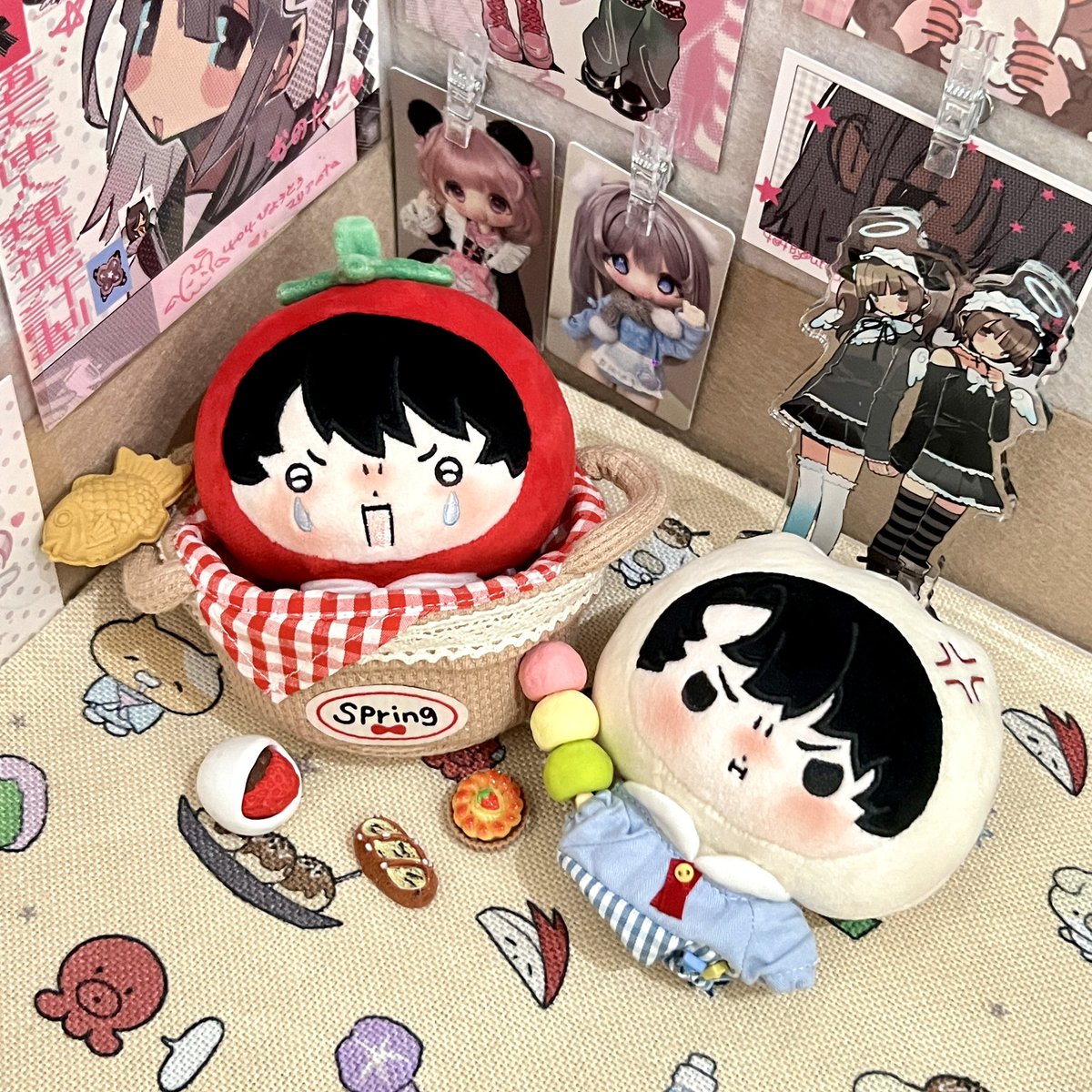 #joongdok 
做了新娃娃 
武林包子和哭泣番茄 10cm头套体 开售中 
在微店：刘师傅鱿鱼养殖场⬅️