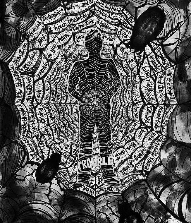 samilexaa's tweet photo. a spider web and it's me in the middle https://t.co/7WNINTJIxi