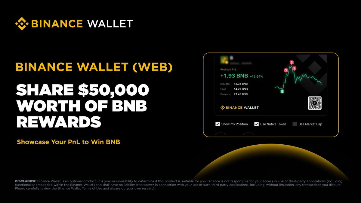 Binance Wallet (@binancewallet) on Twitter photo 🚀 Show Your Binance Wallet (Web) Alpha PnL & Win Your Share of $50,000 in BNB
How to join:
1️⃣ Repost this post and share your PnL screenshot with your thoughts
2️⃣ Use the hashtag #BinanceWalletAlphaPnL and tag <a href="/BinanceWallet/">Binance Wallet</a>
3️⃣ Complete the campaign survey to register your 🚀 Show Your Binance Wallet (Web) Alpha PnL & Win Your Share of $50,000 in BNB
How to join:
1️⃣ Repost this post and share your PnL screenshot with your thoughts
2️⃣ Use the hashtag #BinanceWalletAlphaPnL and tag <a href="/BinanceWallet/">Binance Wallet</a>
3️⃣ Complete the campaign survey to register your