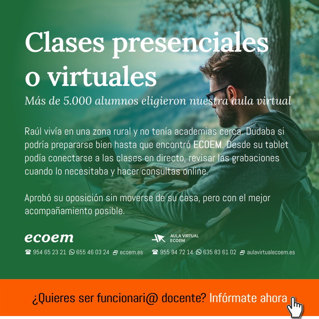 ecoemformacion's tweet image. Clases #presenciales o #virtuales. Solicita información de la academia de oposiciones docentes en ecoem.es/contacto

#Oposiciones #Maestros #Profesores #EnseñanzaSecundaria #FormaciónProfesional #Docentes #AcademiaOposiciones