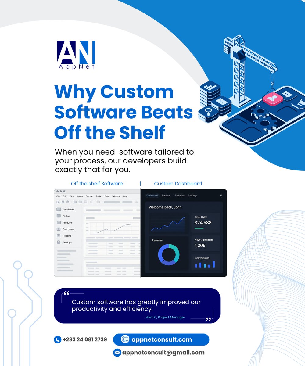 appnetconsult's tweet image. Why Custom Software Beats Off-the-Shelf
Because your business deserves solutions built for your unique needs, not one-size-fits-all fixes. 🚀

#AppNetConsult #CustomSoftware #InnovationInTech #DigitalGhana #SmartSolutions #Scholarzon