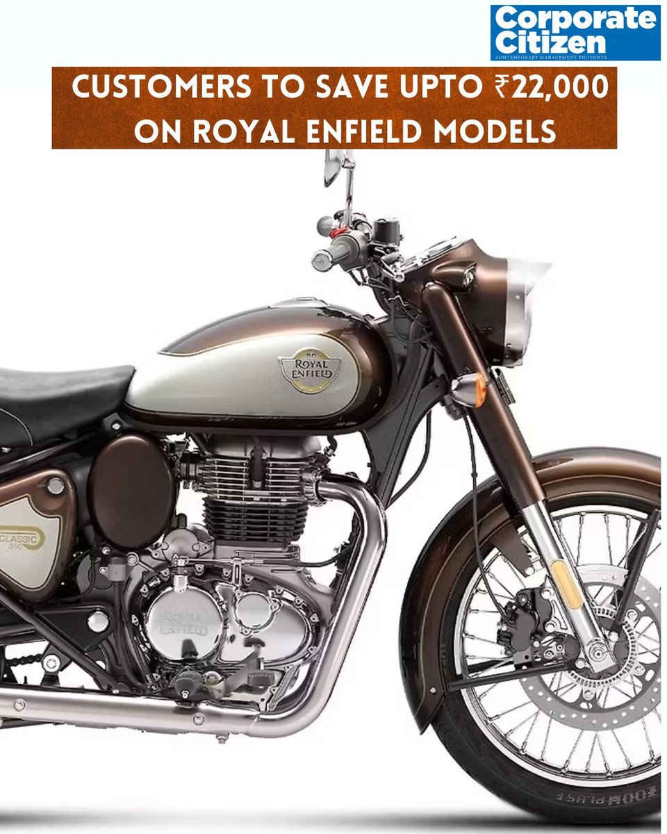 Royal Enfield cuts prices by up to ₹22,000 on 350cc bikes. Classic 350, Bullet 350, Meteor 350 &amp; Hunter 350 now cheaper as full GST benefits passed on. 
#RoyalEnfield, #GSTReform, #AffordableBikes, #Motorcycling, #Classic350, #Bullet350, #Meteor350, #Hunter350