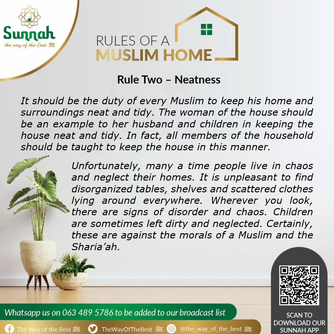 TheWayOfTheBest's tweet photo. #rules of a #Muslim #home 
#neatness #clean https://t.co/p0rtzss38u