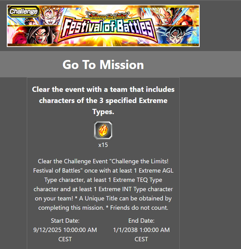 dbzworldvideos's tweet photo. New Festival of Battles Mission https://t.co/8FRek5NydG
